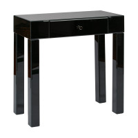 OSP Home Furnishings REF07AS-BK Reflections Foyer Table in Black Glass Finish - Assembled